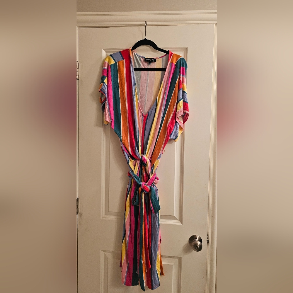 Multicolor Striped wrap around Eloquii dress (size 18) - Picture 3 of 6